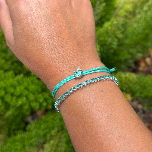 Waxed Thread Bracelet w/ pendant in Sterling Silver 925