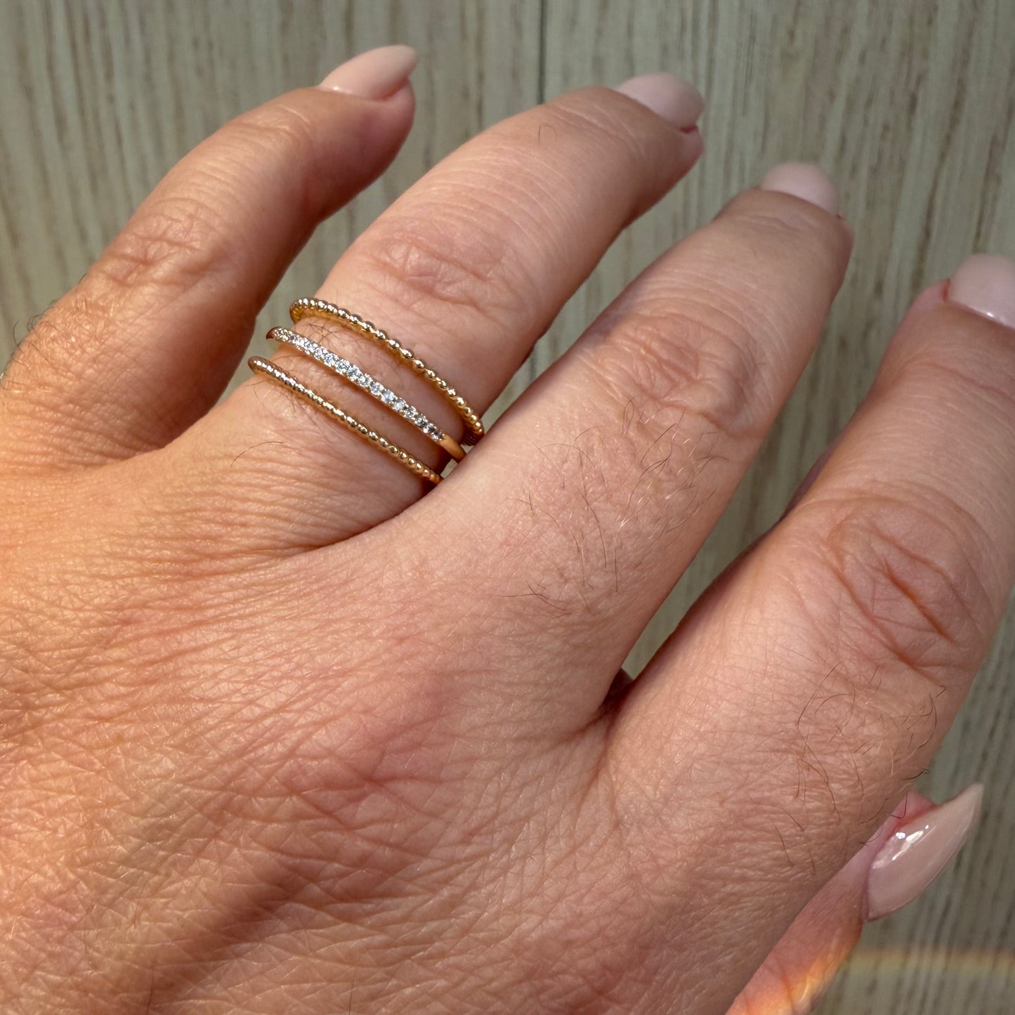 Adjustable Three Lines Ring in 18K Gold Plated