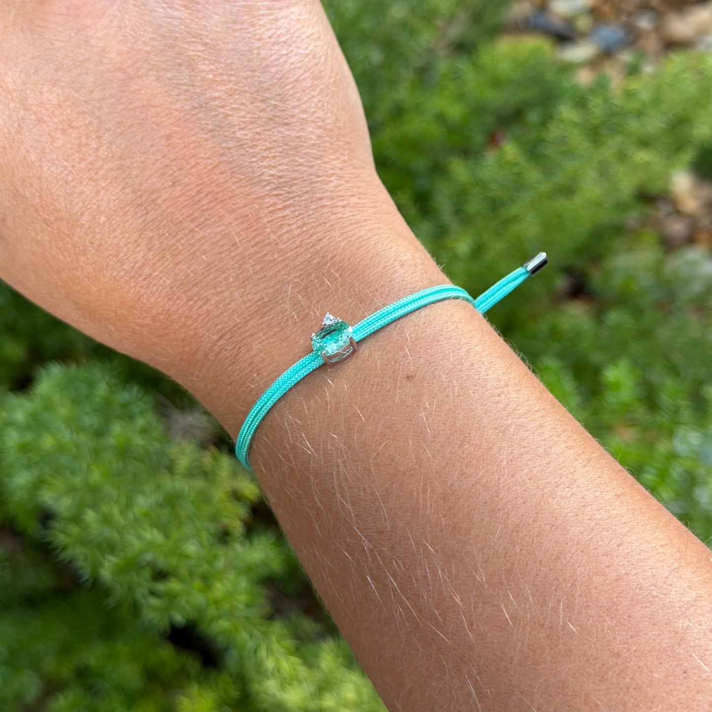 Waxed Thread Bracelet w/ pendant in Sterling Silver 925