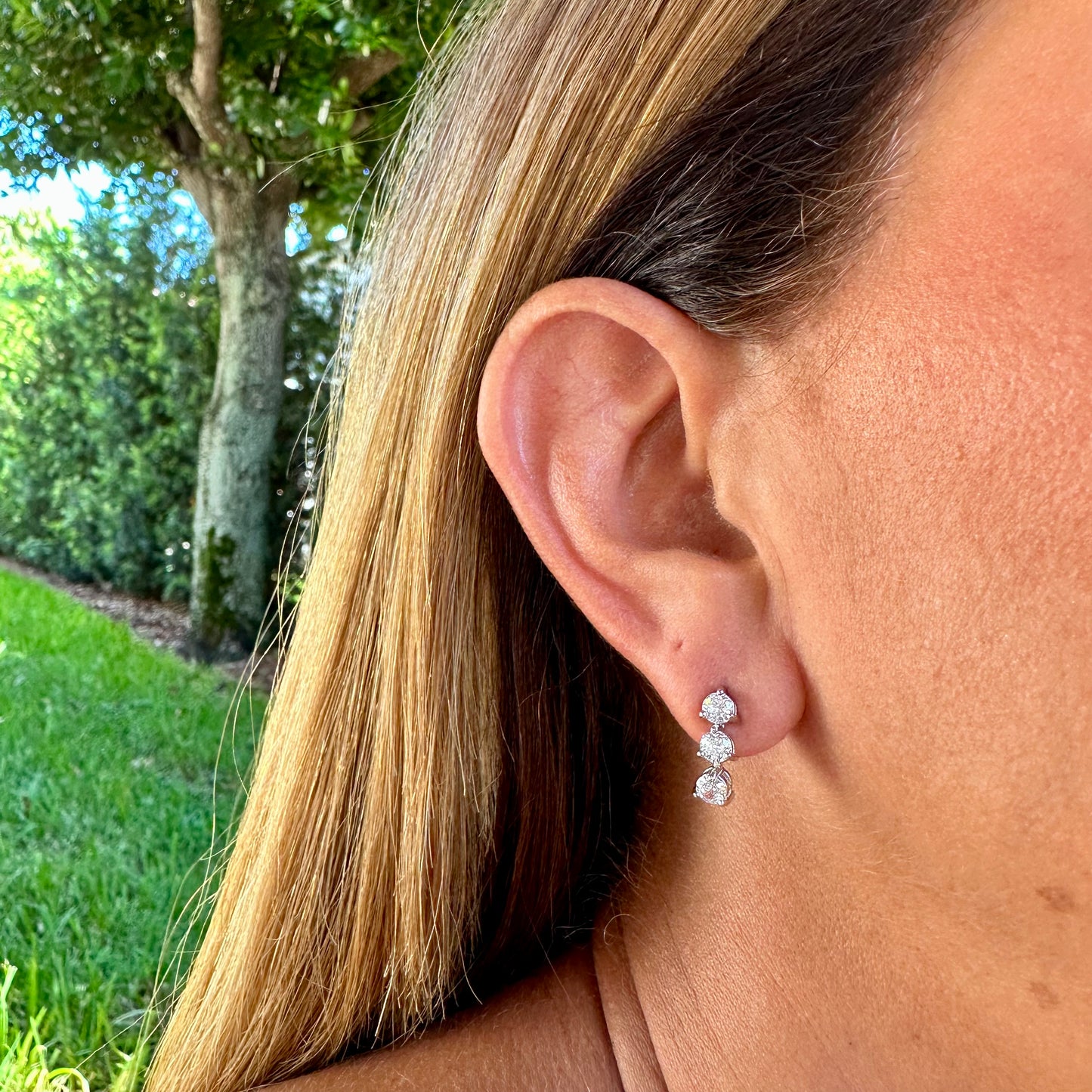 Triple Light Spot Earrings in Sterling Silver 925