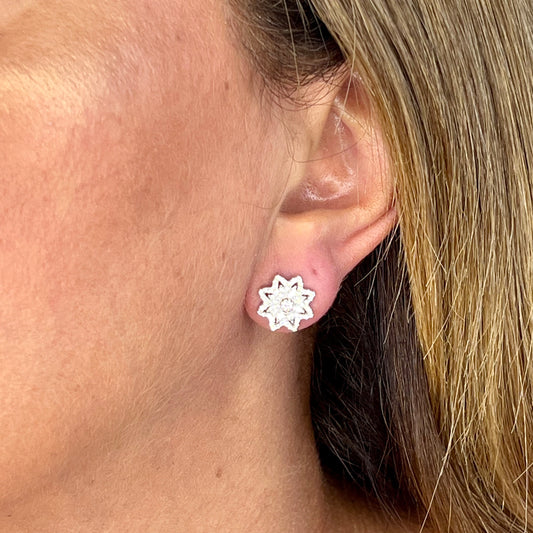 Flower Earrings in Sterling Silver 925