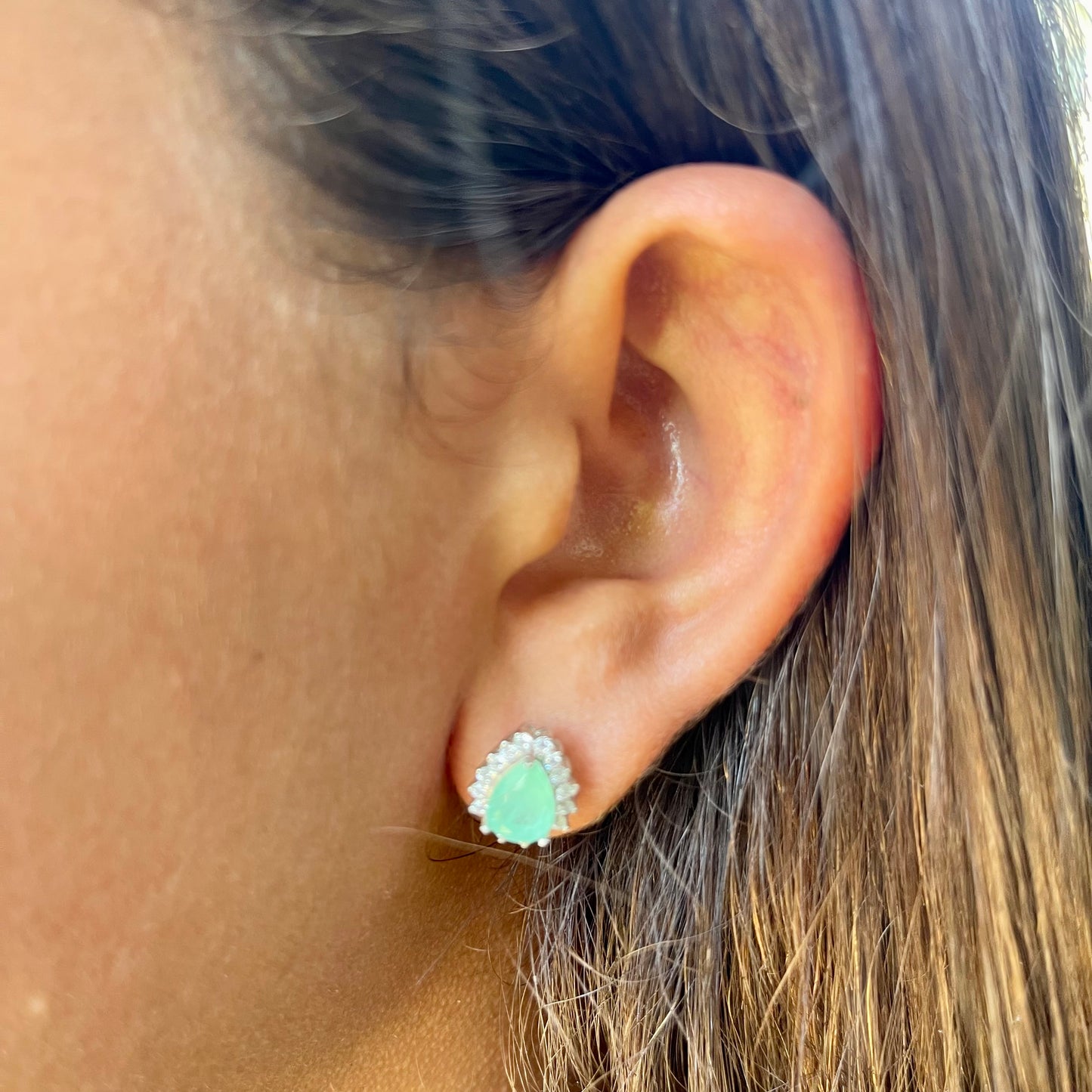 Drop Fusion Emerald Earrings in Sterling Silver 925