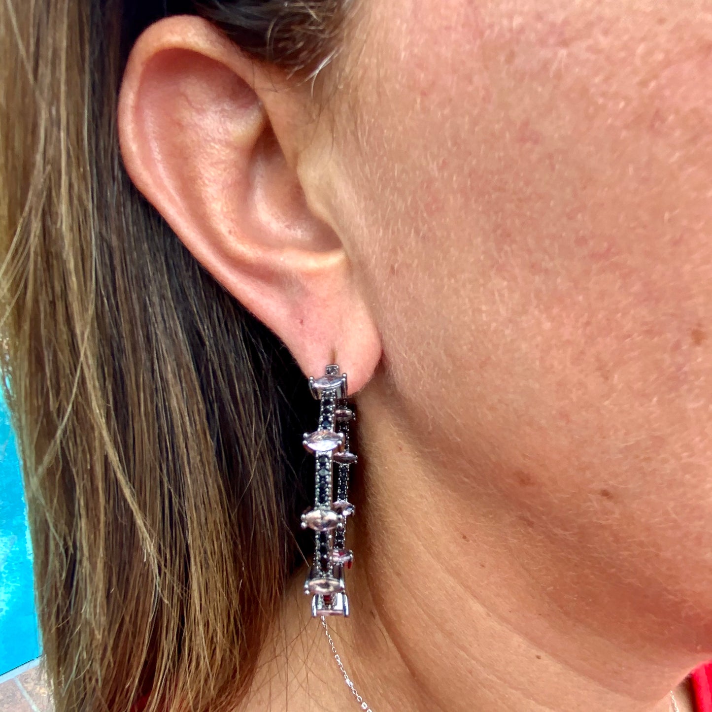 Morganite Earrings in Black Rhodium Plated