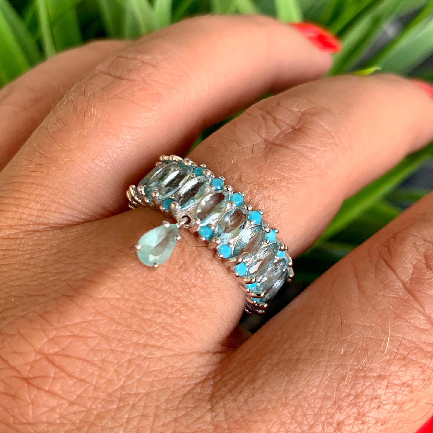 Crystal Blue Ring in Sterling Silver 925