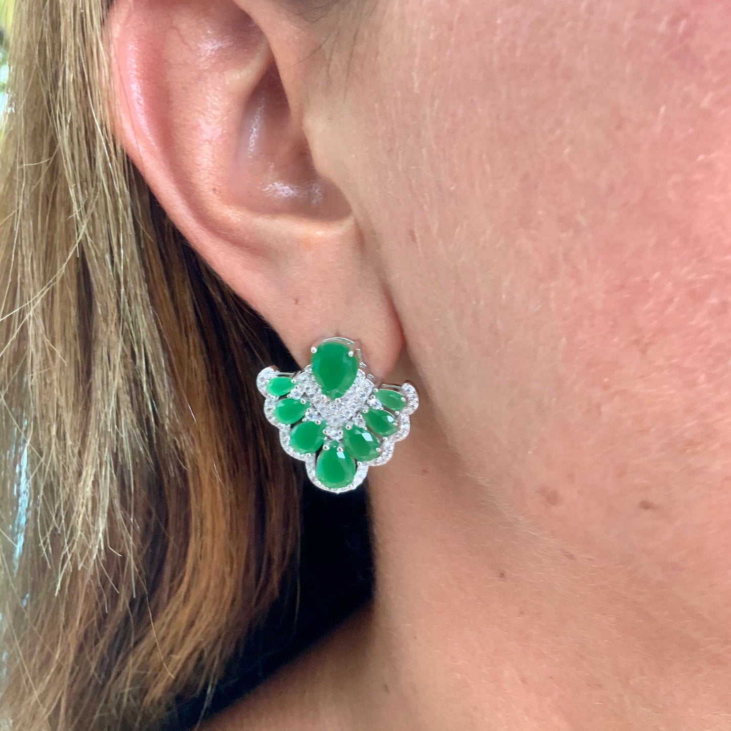 Emerald Earrings in Sterling Silver 925