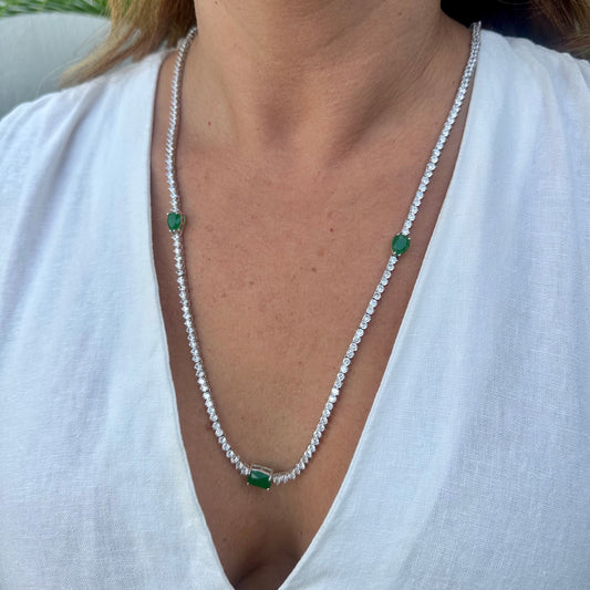 Emerald Riviera Necklace in Sterling Silver 925