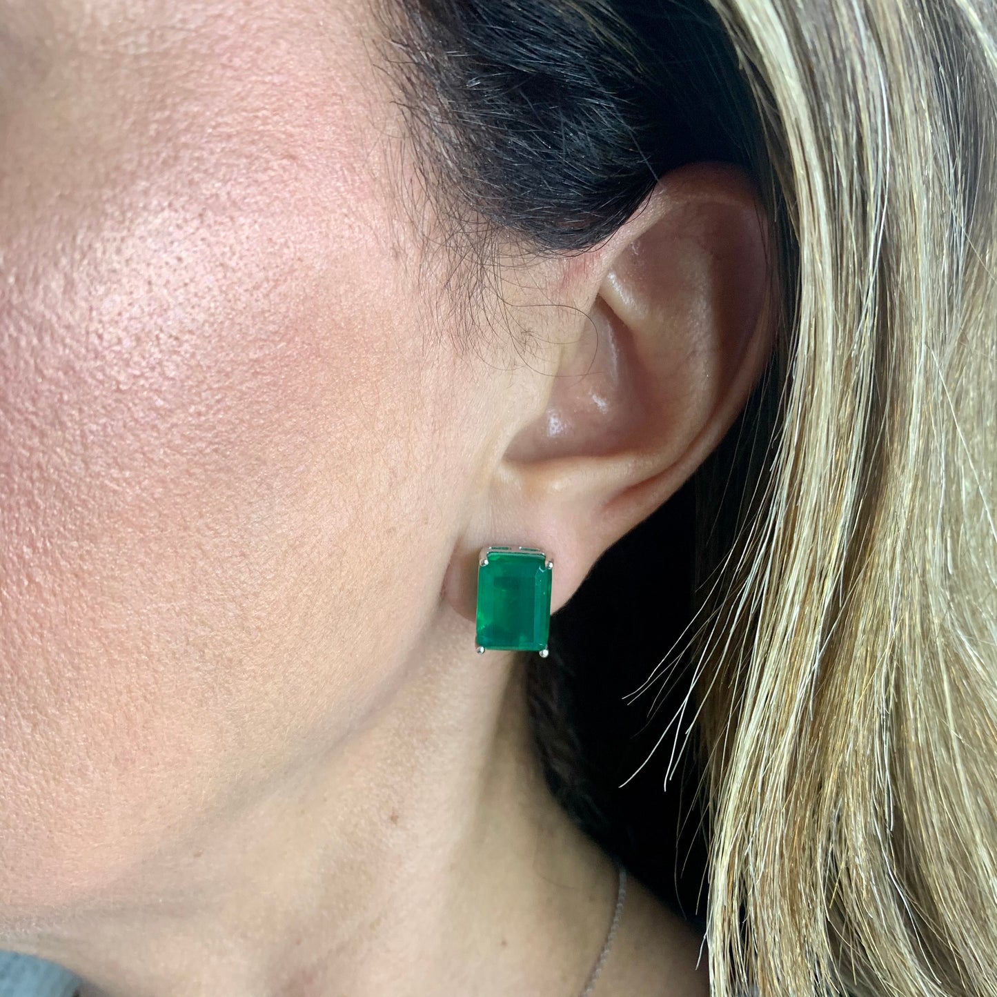 Fusion Emerald Earrings in Sterling Silver 925