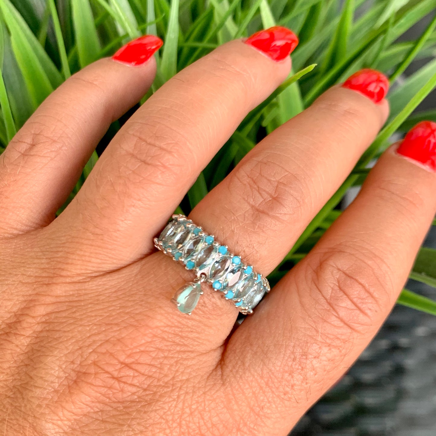 Crystal Blue Ring in Sterling Silver 925