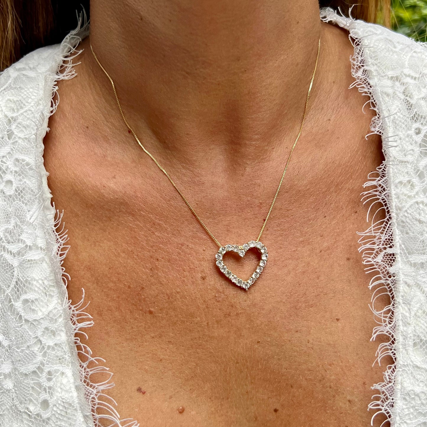Heart Zirconia Necklace in Sterling Silver 925