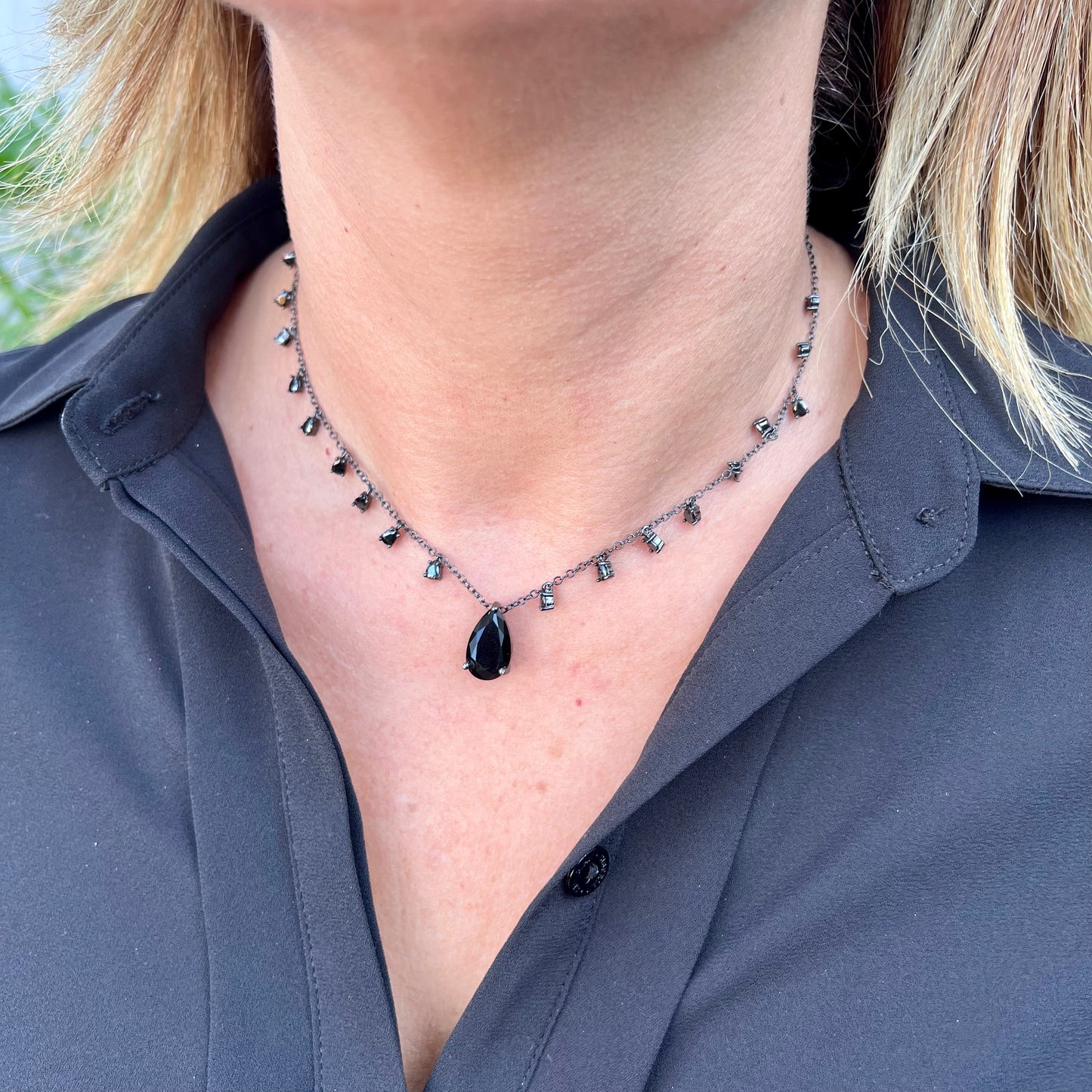 Bari Necklace in Black Rhodium Plated