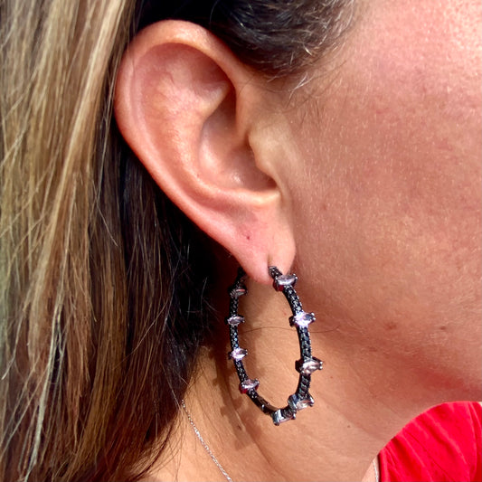 Morganite Earrings in Black Rhodium Plated