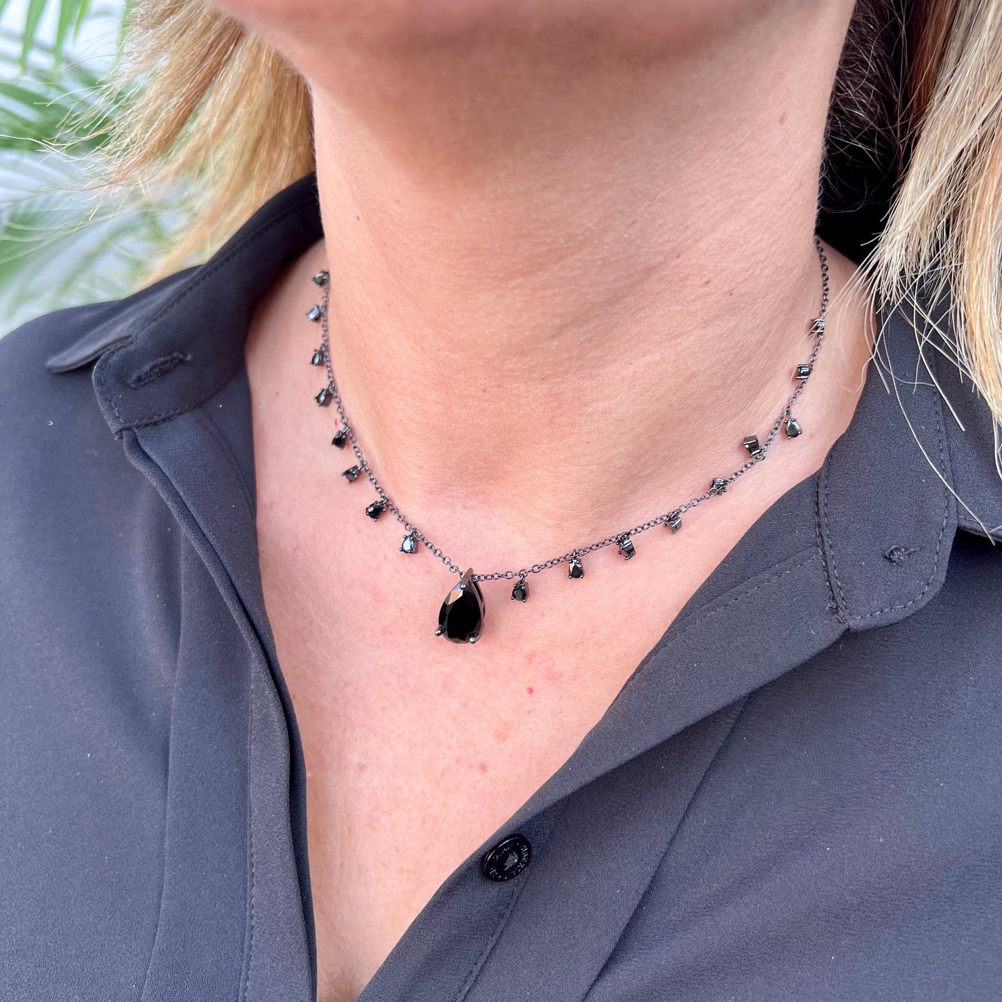 Bari Necklace in Black Rhodium Plated