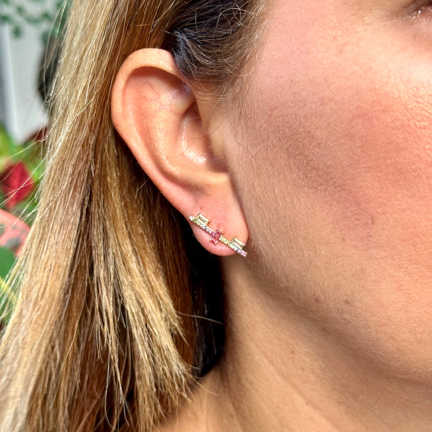 Three Stones Earrings in 18K Gold Plated