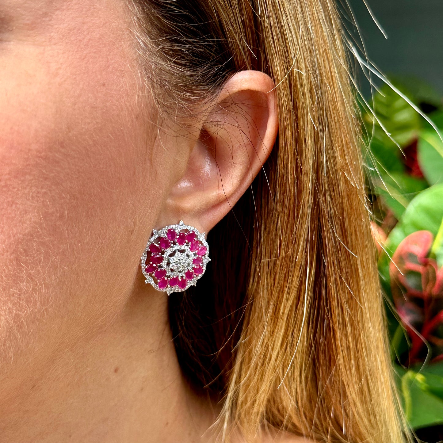 Ruby Earrings in Sterling Silver 925