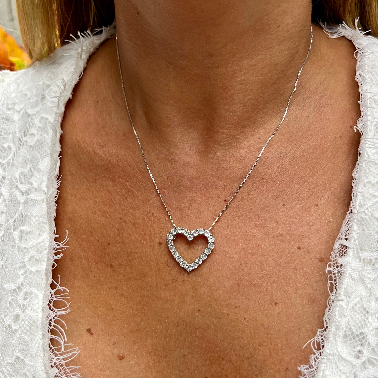 Heart Zirconia Necklace in Sterling Silver 925