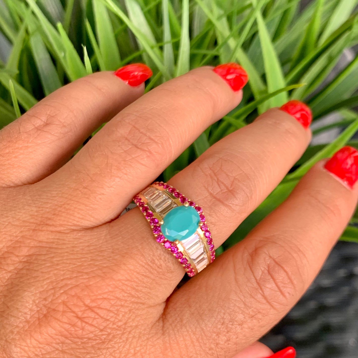 Lidy Turquoise Ring in 18K Gold Plated