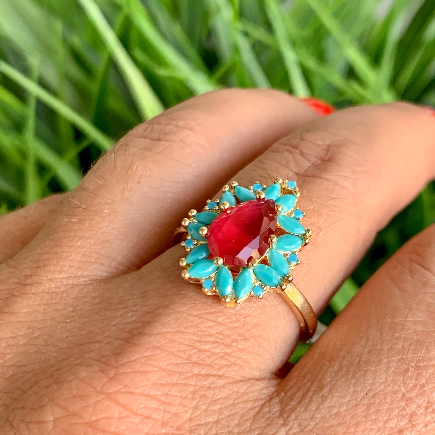 Nano Turquoise Ring in 18K Gold Plated