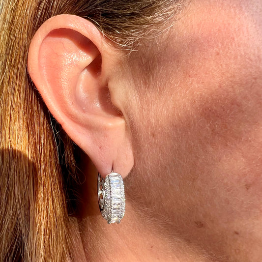 Zirconias Earrings in 18K White Gold Plated