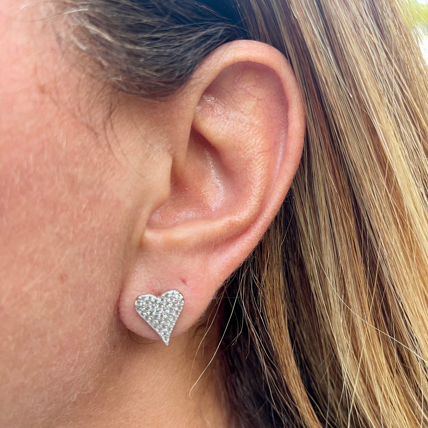 Heart Zirconia Earrings in Sterling Silver 925