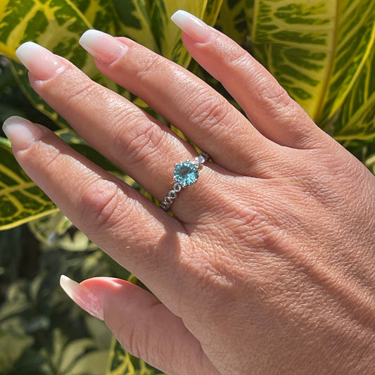 Crystal Blue Ring in 18K White Gold Plated