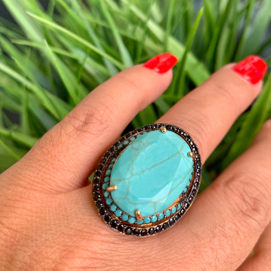 Elaine Turquoise Ring in 18K Gold Plated