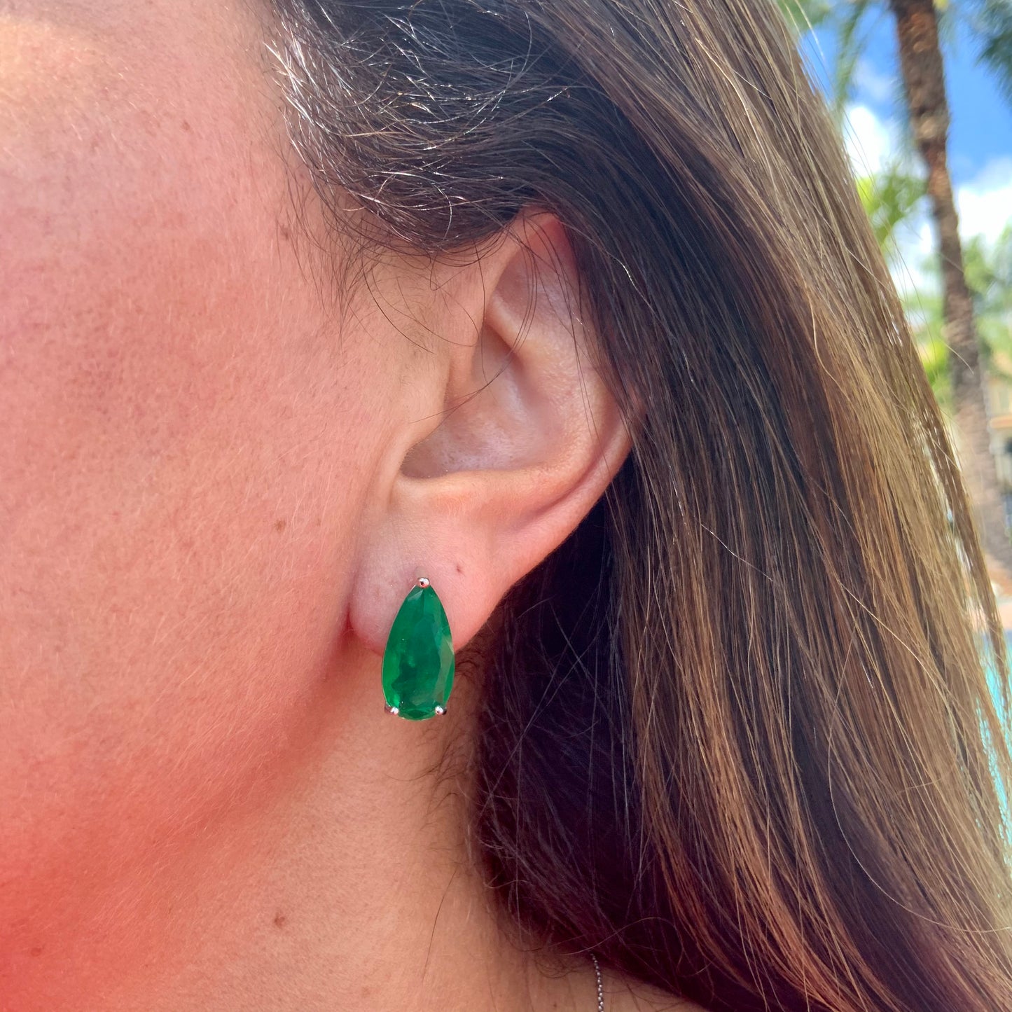 Drop Fusion Emerald Earrings in Sterling Silver 925