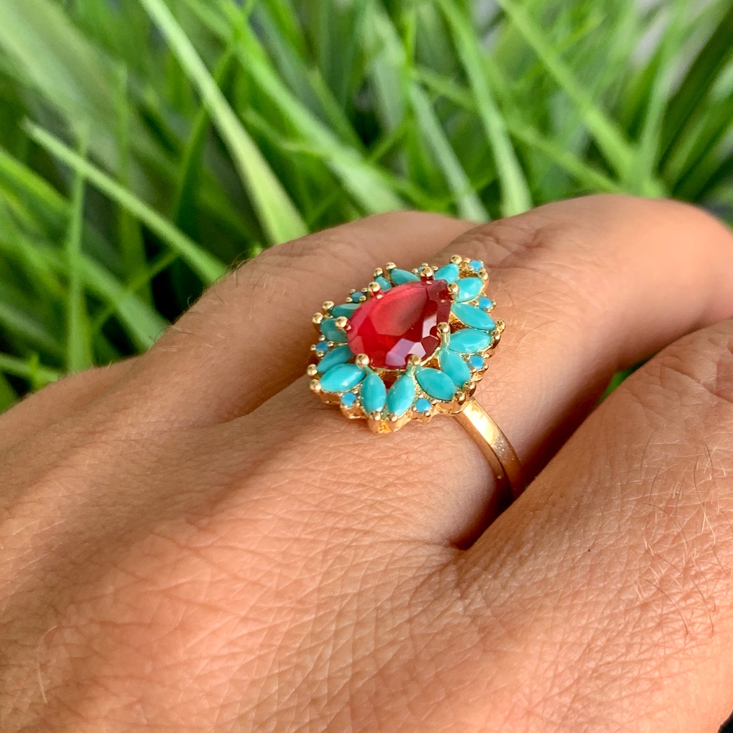 Nano Turquoise Ring in 18K Gold Plated