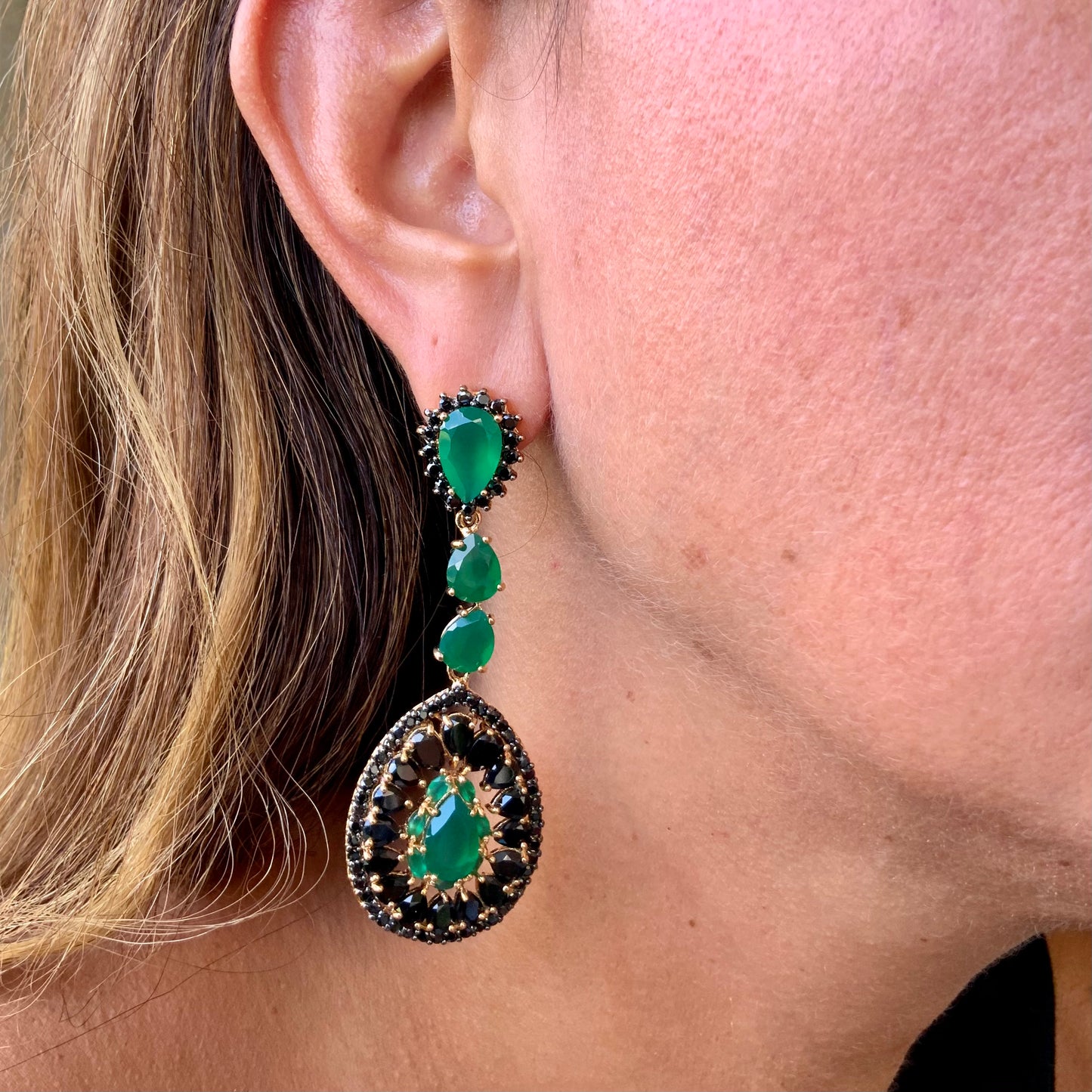 Agatha Emerald Earrings in 18K Gold Plated