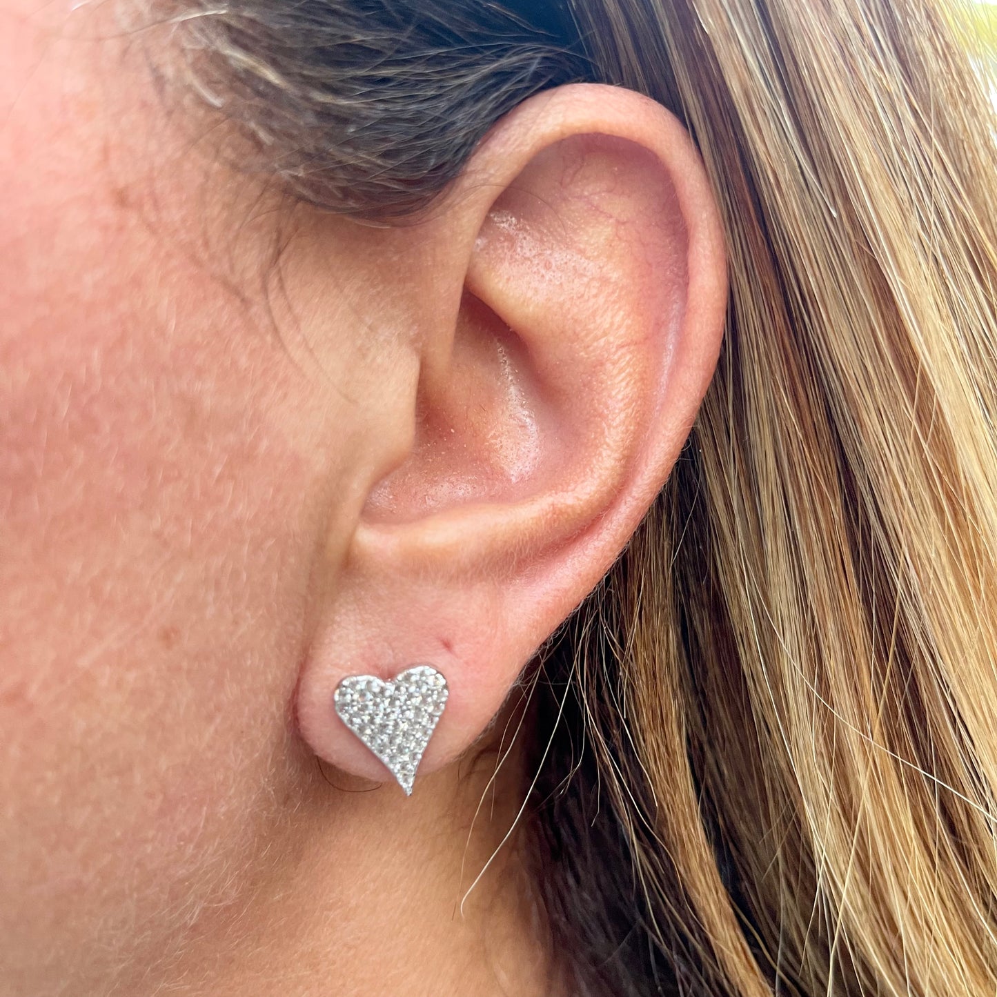 Heart Zirconia Earrings in Sterling Silver 925