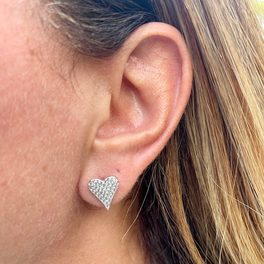 Heart Zirconia Earrings in Sterling Silver 925