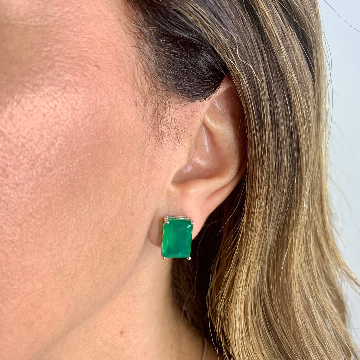 Fusion Emerald Earrings in Sterling Silver 925